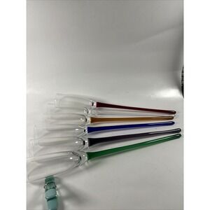 Set of 6 Champagne Flutes Colored Stem Long Stem Toast Glasses Multicolor